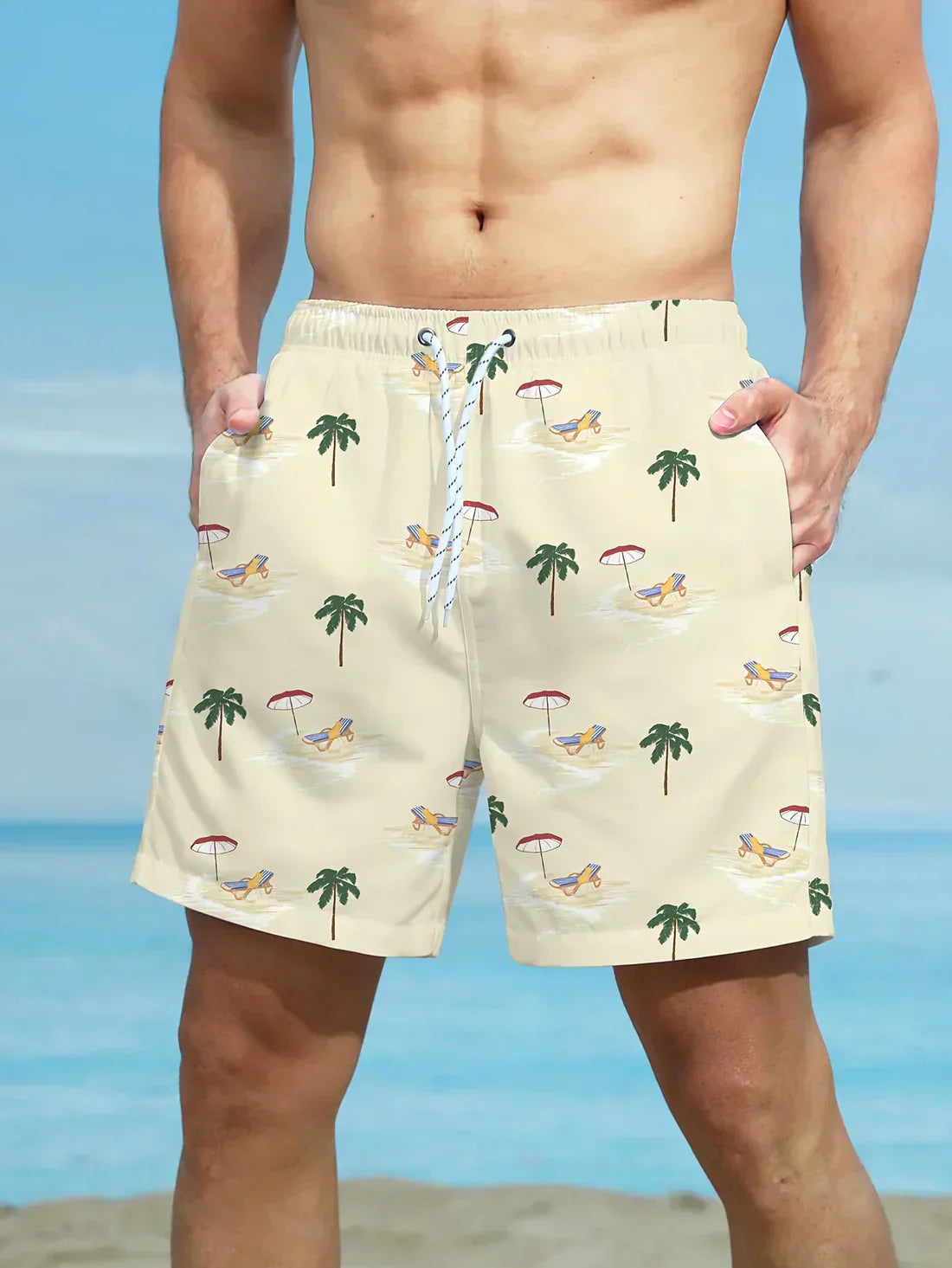 Pantalones cortos de verano con diseños de palmeras - Vestiria