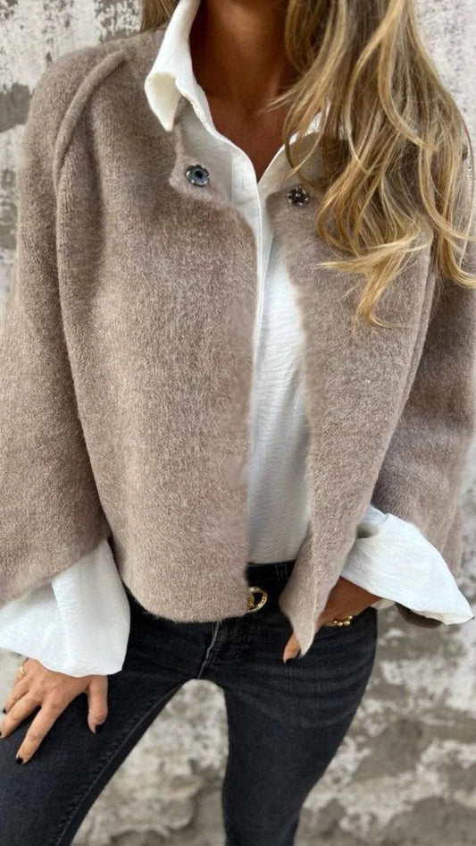 Chaquetón Mujer Lana Cuello Redondo - Vestiria