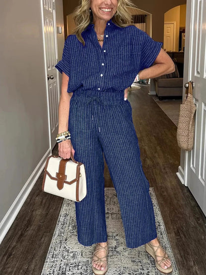 Conjunto Casual Camisa Suelta Pantalón Amplio