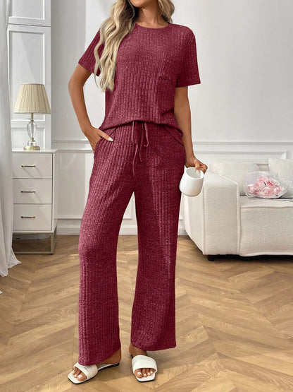 Conjunto de punto mujer elegante manga corta