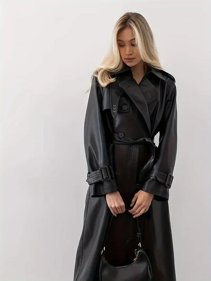 Chaquetón de cuero ajustado con cintura - Vestiria