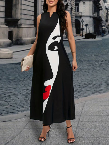 Vestido Estampado Caras Originales Mujer