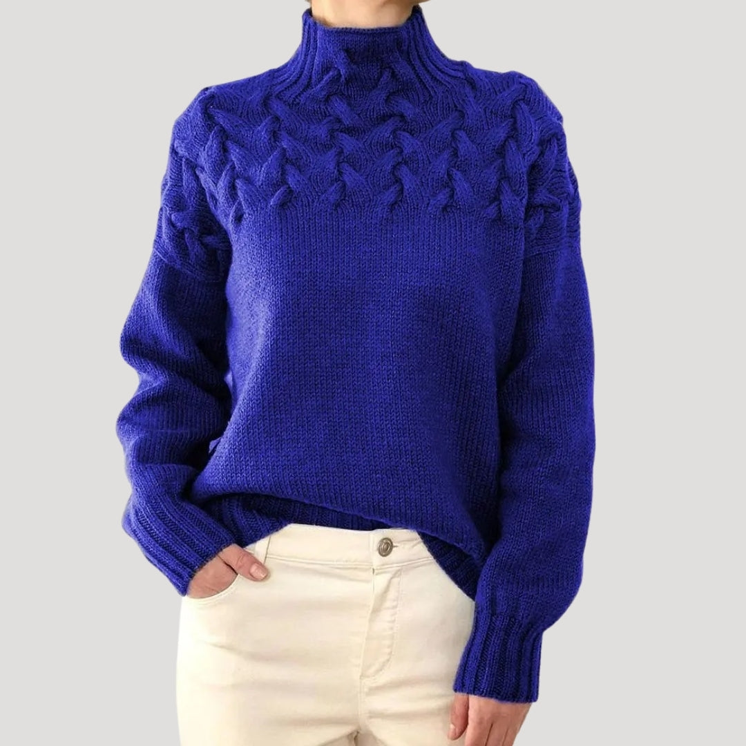 Jersey de Punto Cálido Cuello Alto Mujer