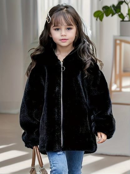 Chaqueta Niña con Capucha y Pelusa Suave