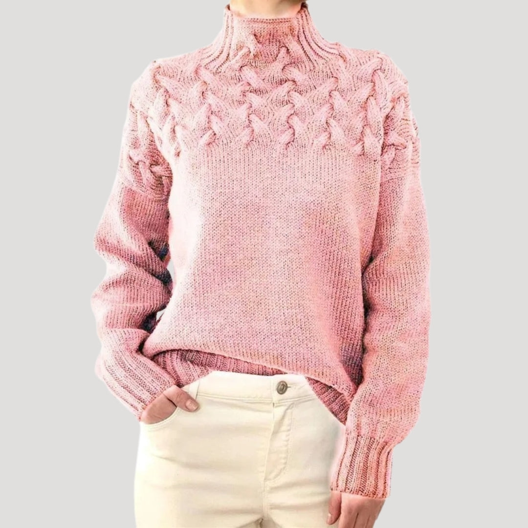 Jersey de Punto Cálido Cuello Alto Mujer