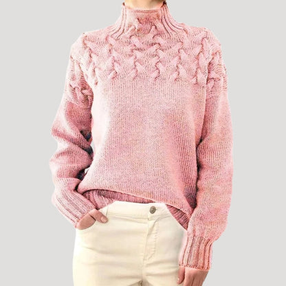 Jersey de Punto Cálido Cuello Alto Mujer