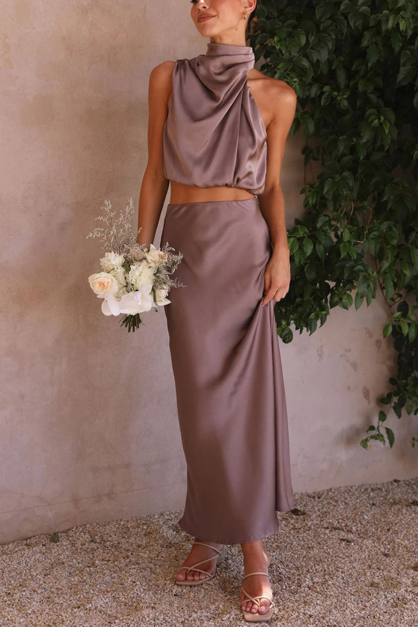 Vestido Satén de Dos Piezas Elegante