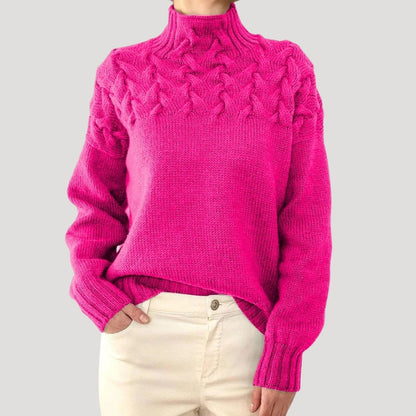 Jersey de Punto Cálido Cuello Alto Mujer