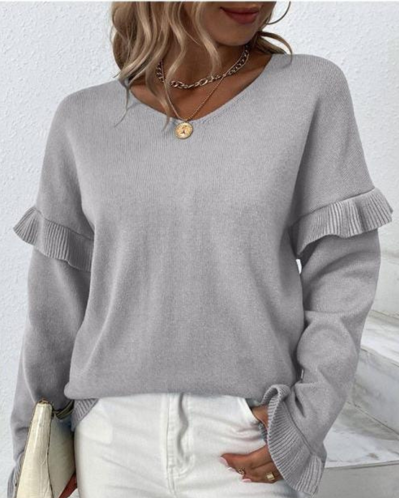 Blusa Mujer Elegante Manga Larga Volante Floral