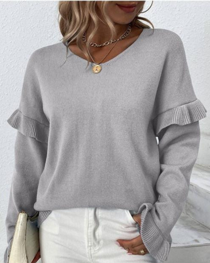 Blusa Mujer Elegante Manga Larga Volante Floral