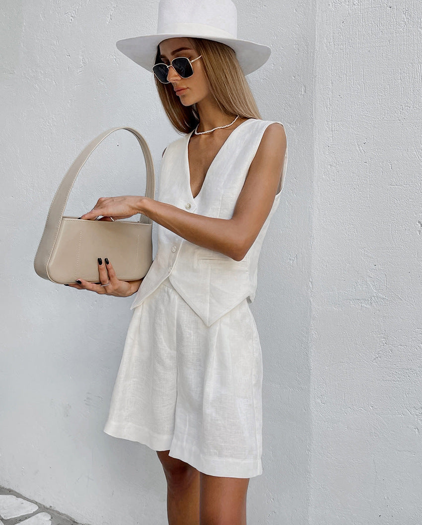 Traje de chaqueta y pantalón corto femenino elegante - Vestiria
