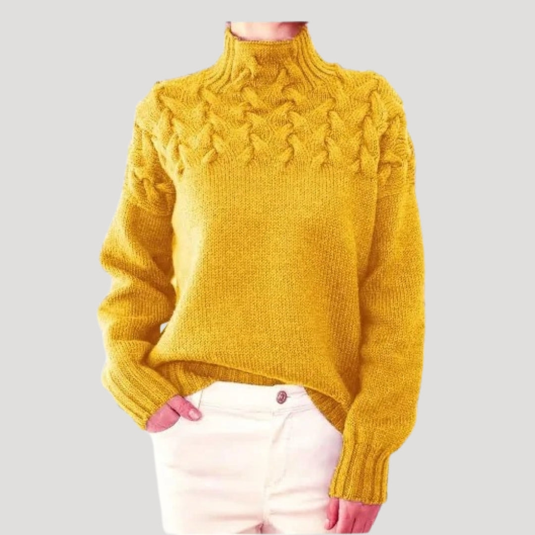 Jersey de Punto Cálido Cuello Alto Mujer