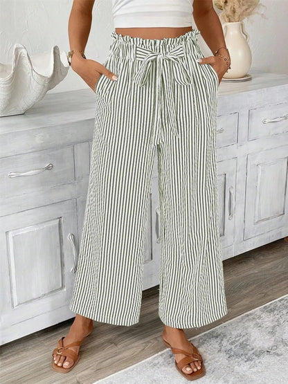 Pantalón Rayas anchas Cintura Alta Mujer