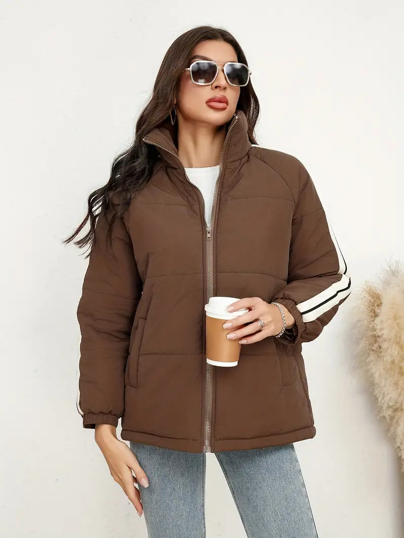 Chaqueta Mujer Cremallera Cuello Alto Elegante - Vestiria