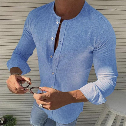 Camisa Hombre Algodón Manga Larga Clásica