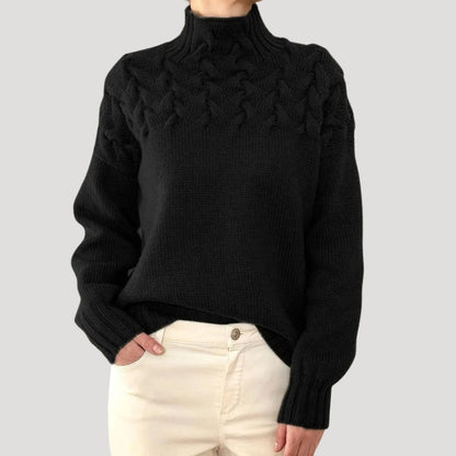 Jersey de Punto Cálido Cuello Alto Mujer