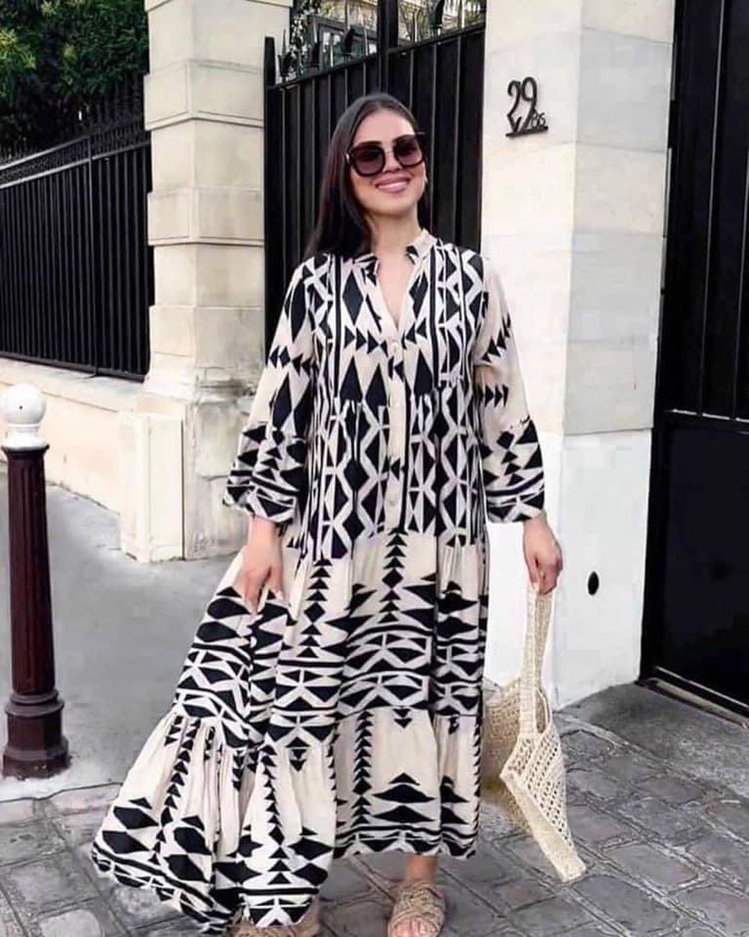 Vestido Boho Chic con Botones Decorativos