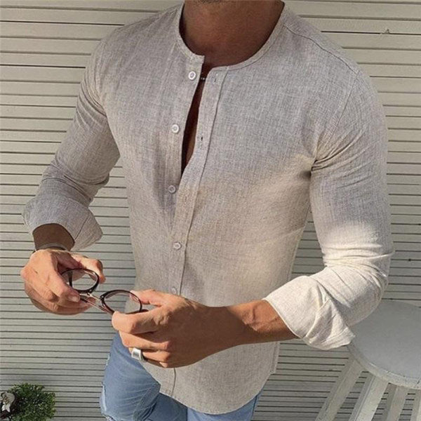 Camisa Hombre Algodón Manga Larga Clásica
