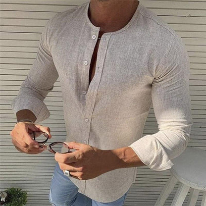 Camisa Hombre Algodón Manga Larga Clásica