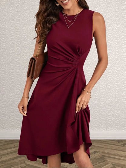 Vestido Elegante Sin Mangas Cuello Redondo Floral - Vestiria