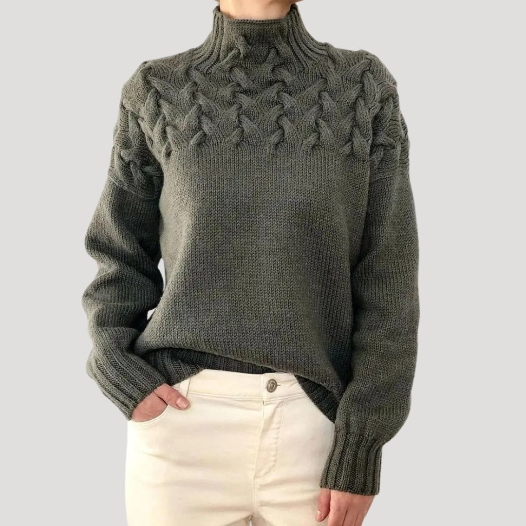 Jersey de Punto Cálido Cuello Alto Mujer