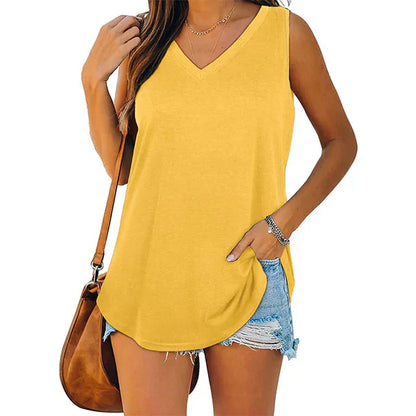 Top de punto con cuello en V femenino