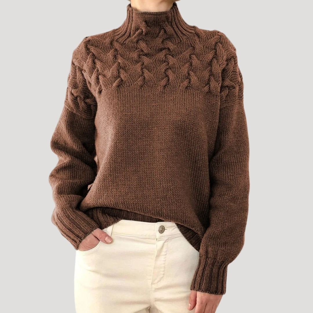 Jersey de Punto Cálido Cuello Alto Mujer