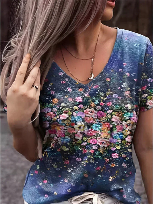 Camiseta Mujer Estampado Flores - Vestiria