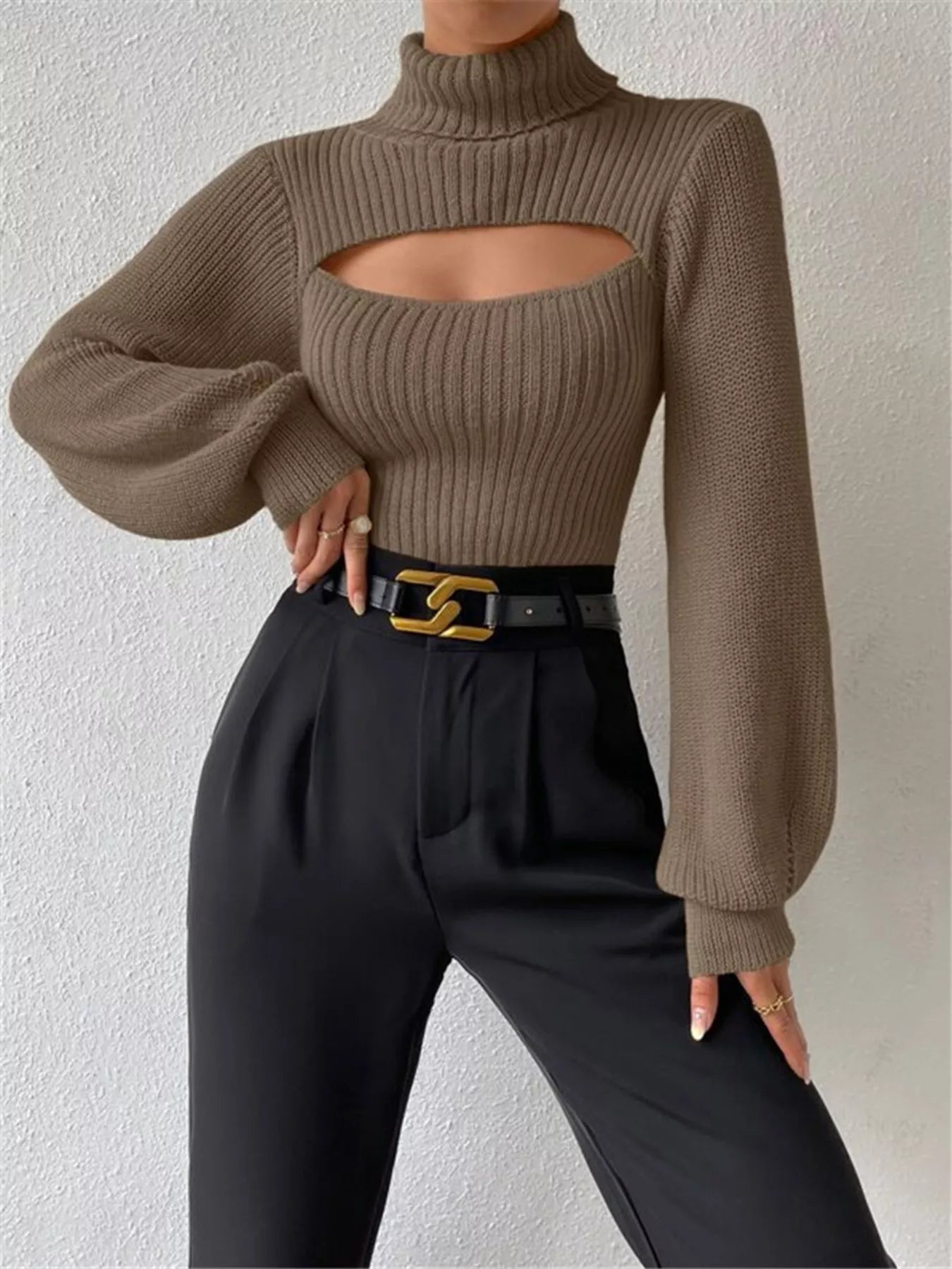 Jersey Cuello Alto Acogedor Mujer