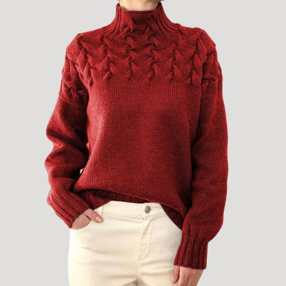 Jersey de Punto Cálido Cuello Alto Mujer