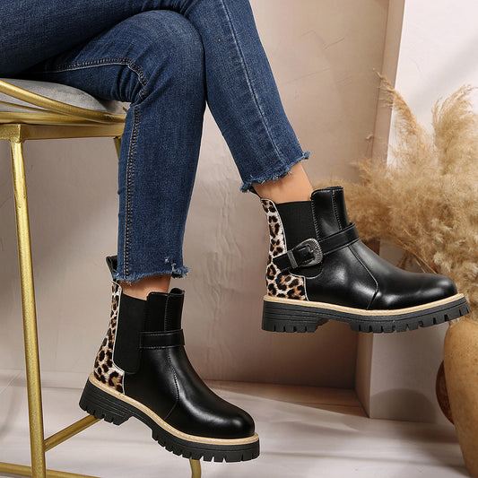 Botas Mujer Piel Leopardo Estilo Rock - Vestiria