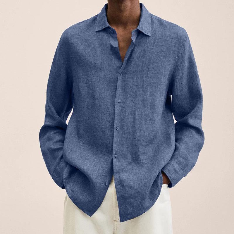 Camisas Lino Hombre Manga Larga Elegantes