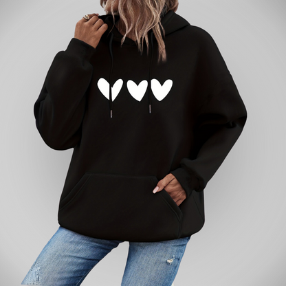 Sudadera Con Capucha Corazones Romántica - Vestiria