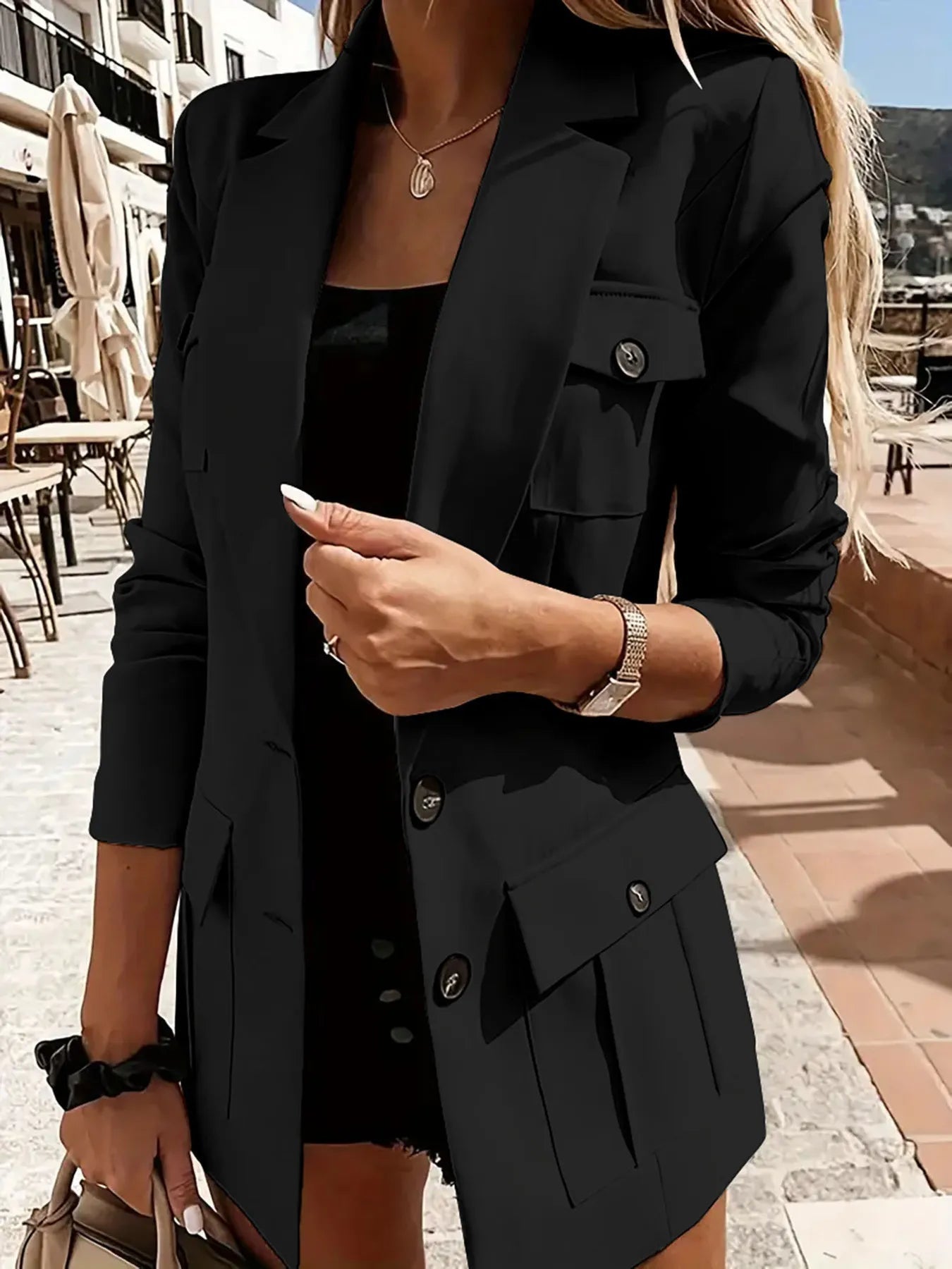 Chaquetón Mujer Elegante Cuello Solapa