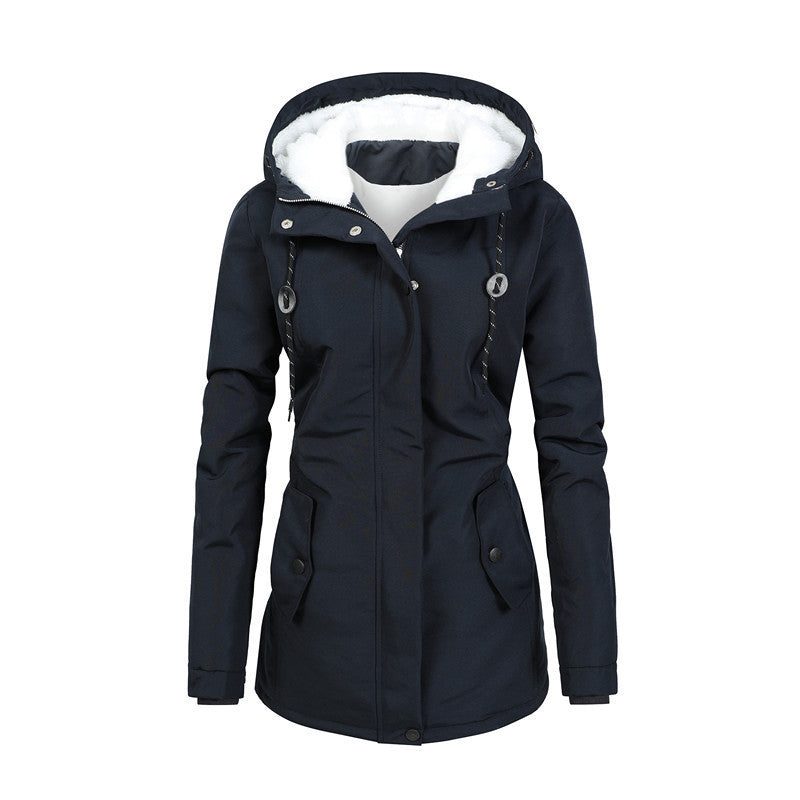 Chaqueta Mujer Polar Forrada con Capucha Ajustable