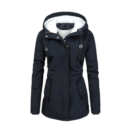 Chaqueta Mujer Polar Forrada con Capucha Ajustable