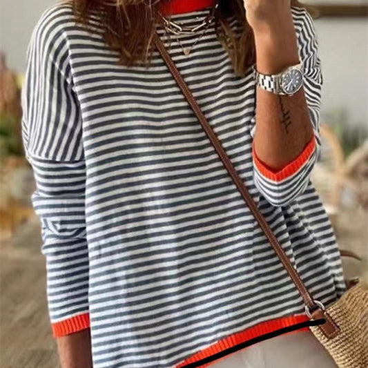 Suéter Mujer Rayas Relajado Cuello Redondo - Vestiria
