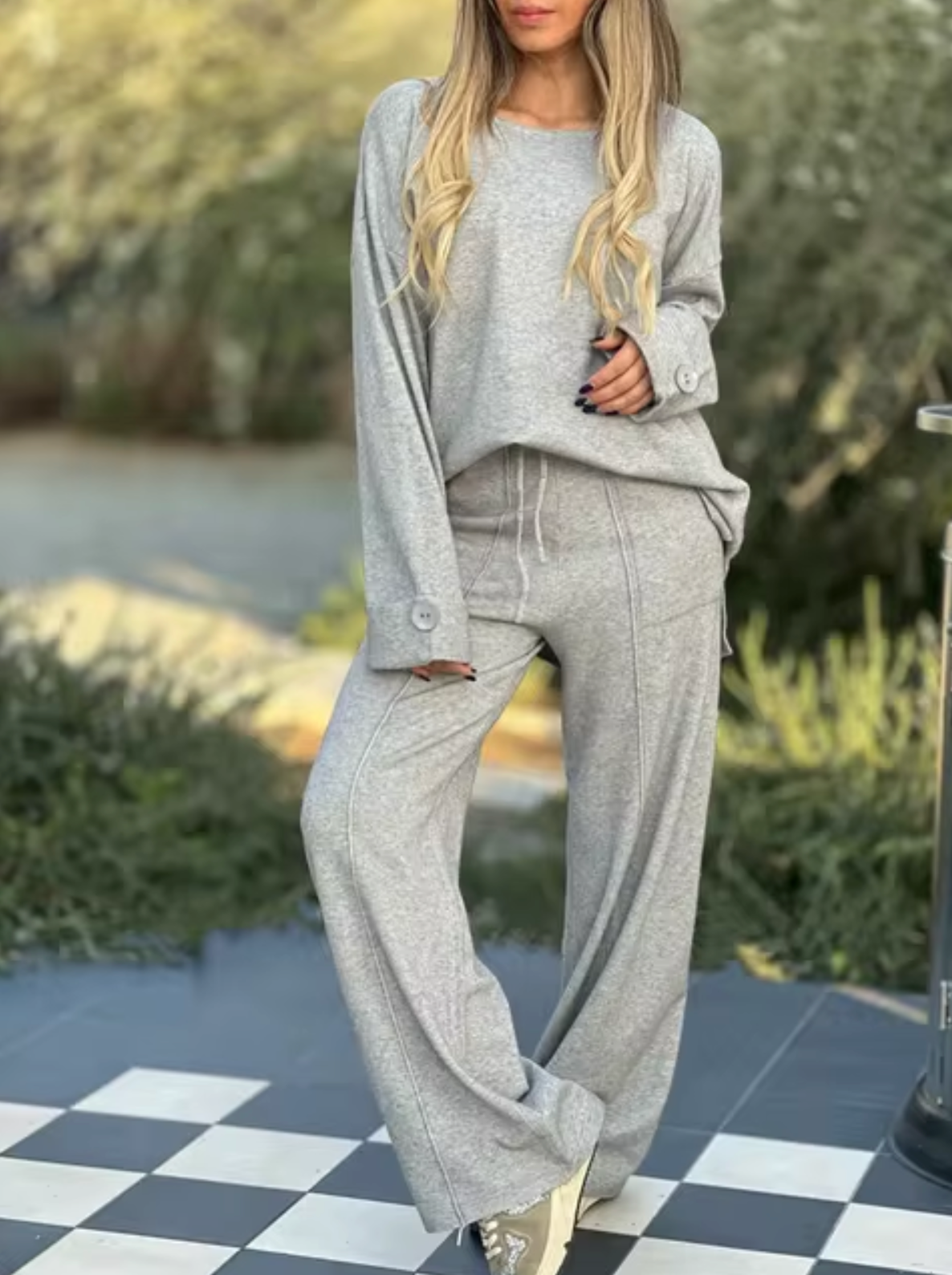 Pijama Mujer Manga Larga y Pantalón Ancho