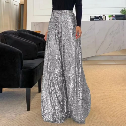 Pantalones Brillantes Cintura Alta