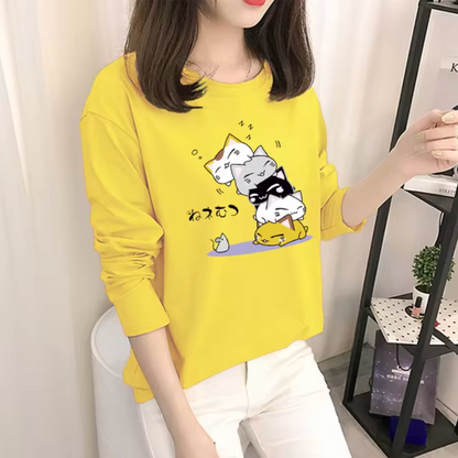 Camisa Amarilla Algodón Manga Larga Mujer