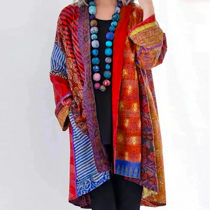 Kimono de mujer estampado exótico largo fluido