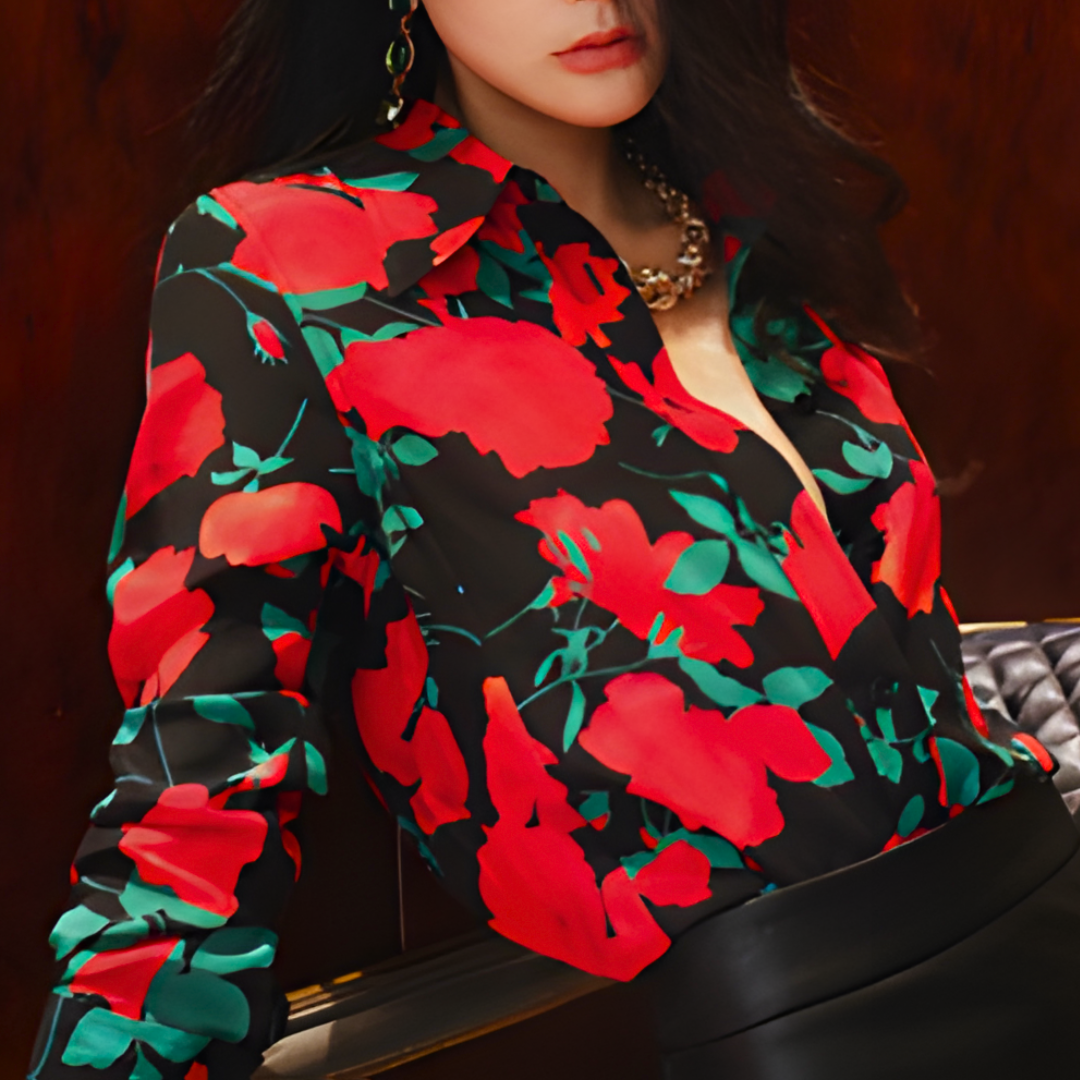 Blusa Flor de Mujer Estilo Clásico