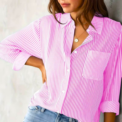 Blusa Polo Clásica a Rayas Femenina