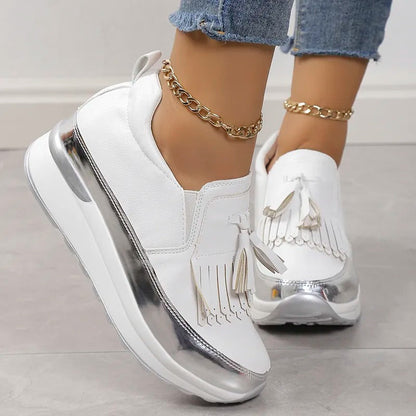 Zapatillas Mujer Plataforma Flecos Estilo Boho