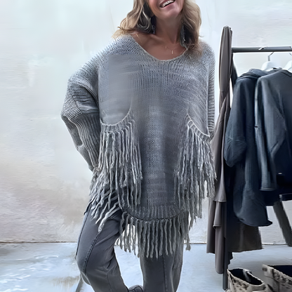 Suéter Boho con Flecos Elegante