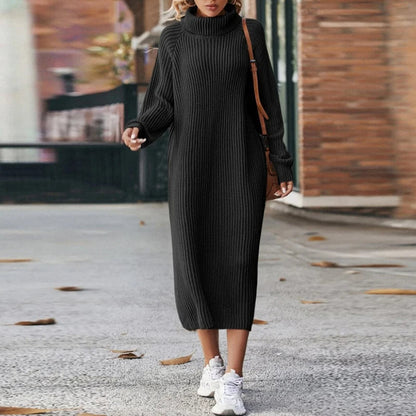 Vestido Largo Cuello Alto Mujer Cómodo