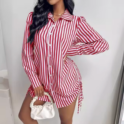 Vestido Rayas Clásico Botones