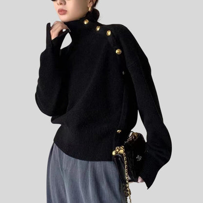 Jersey Cuello Alto Asimétrico Moda Mujer