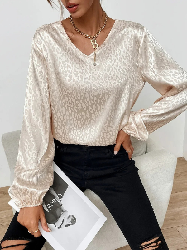 Blusa Leopardo Amplia Manga Larga