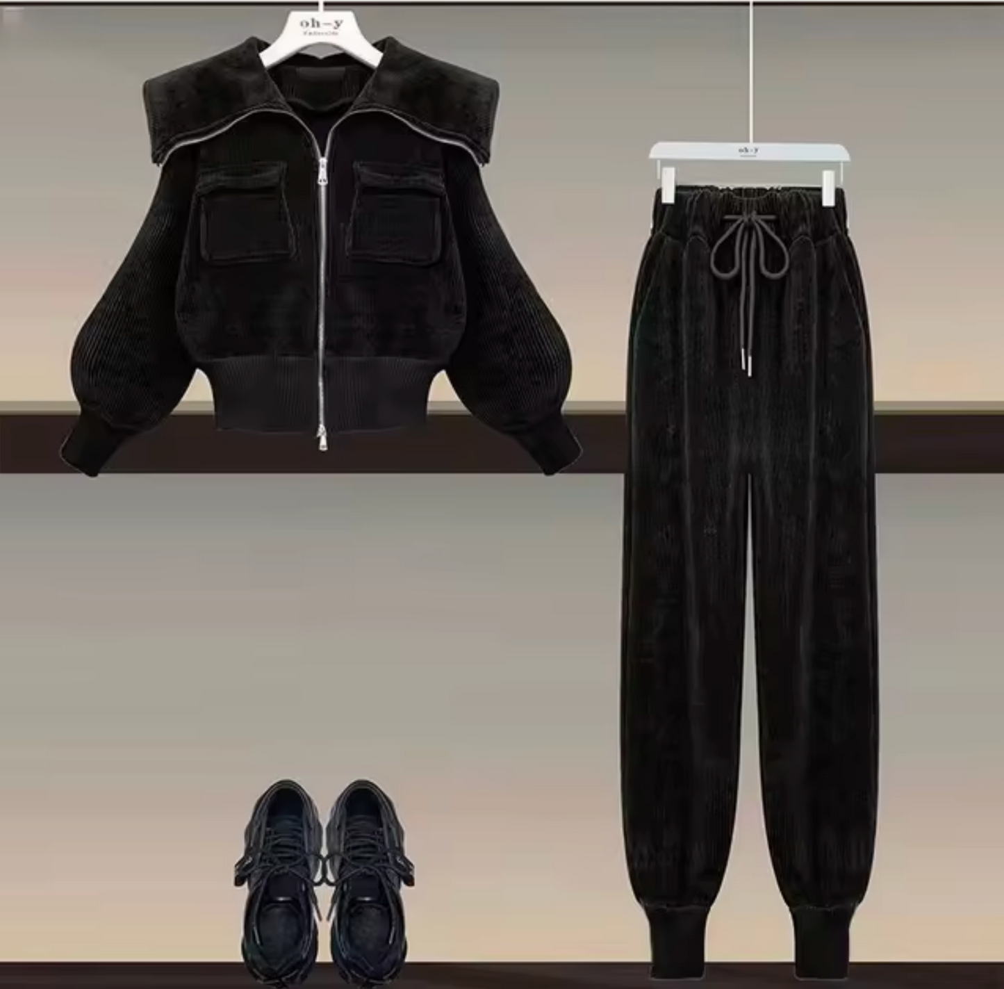 Chaquetón y Pantalón de Piel Sintética Cálido